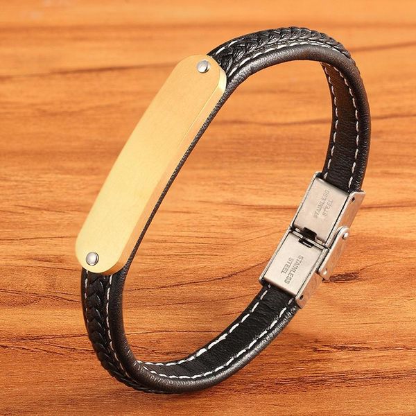 stainless steel tri-color accessories men's leather bracelet hand-knitted black leather for boys commemorating christmas gifts bbyqqq, Golden;silver
stainless steel tri-color accessories men's leather bracelet hand-knitted black leather for boys commemorating christmas gifts bbyqqq, Golden;silver