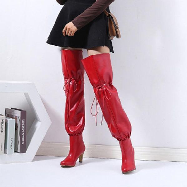 boots over the knee high for women women's pleated pu leather female square heel autumn winter footwear1, Black
boots over the knee high for women women's pleated pu leather female square heel autumn winter footwear1, Black