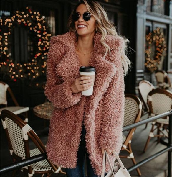 women winter plus size faux fur coat bomber jacket trench wool teddy coat pink overcoat long sleeve vintage outwear, Black
women winter plus size faux fur coat bomber jacket trench wool teddy coat pink overcoat long sleeve vintage outwear, Black