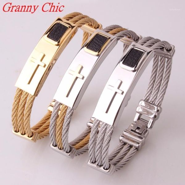 granny chic male cross cable bangles twisted silver gold color stainless steel jesus cross charm cuff wire bracelets jewelry1, Black
granny chic male cross cable bangles twisted silver gold color stainless steel jesus cross charm cuff wire bracelets jewelry1, Black