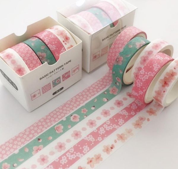 5 Pcs/pack Striped//flowers Colorful Decorative Adhesive Tape Masking Washi Tape Scrapbooking Sticker Label School Office Supply 2016