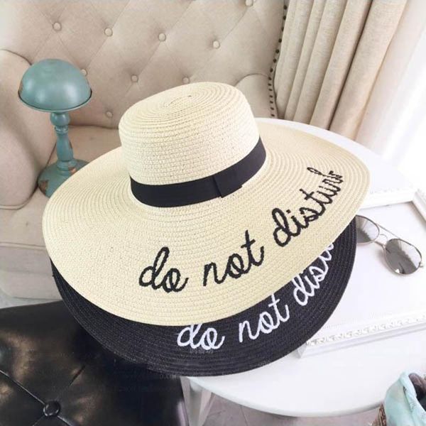 wide brim hats summer women straw hat foldable panama female embroidery letter sun beach cap, Blue;gray
wide brim hats summer women straw hat foldable panama female embroidery letter sun beach cap, Blue;gray