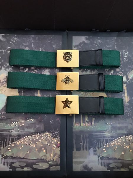 classic big gold tiger bee star buckle men belts genuine leather with green web women belt with box men designers belts, Black;brown
classic big gold tiger bee star buckle men belts genuine leather with green web women belt with box men designers belts, Black;brown