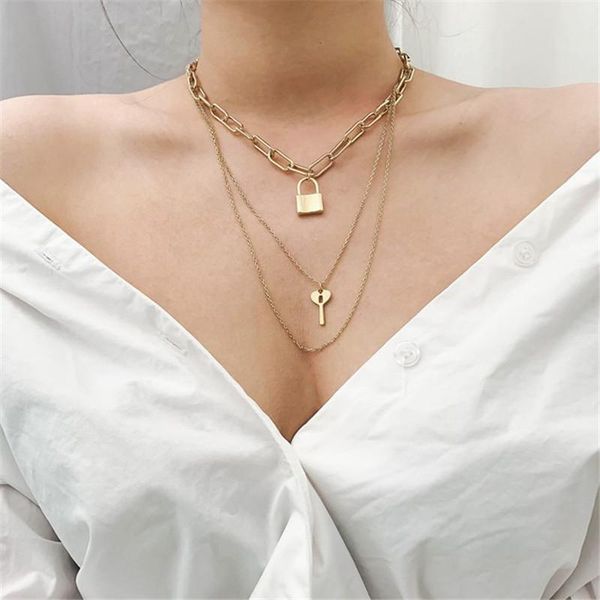 punk hip hop multi layer key lock pendant necklace curb cuban miami thick clavicle chain women statement party jewelry, Golden;silver
punk hip hop multi layer key lock pendant necklace curb cuban miami thick clavicle chain women statement party jewelry, Golden;silver