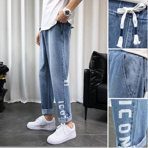 2020 autumn new men's loose straight jeans blue black denim trousers print youth casual pants elastic1
2020 autumn new men's loose straight jeans blue black denim trousers print youth casual pants elastic1