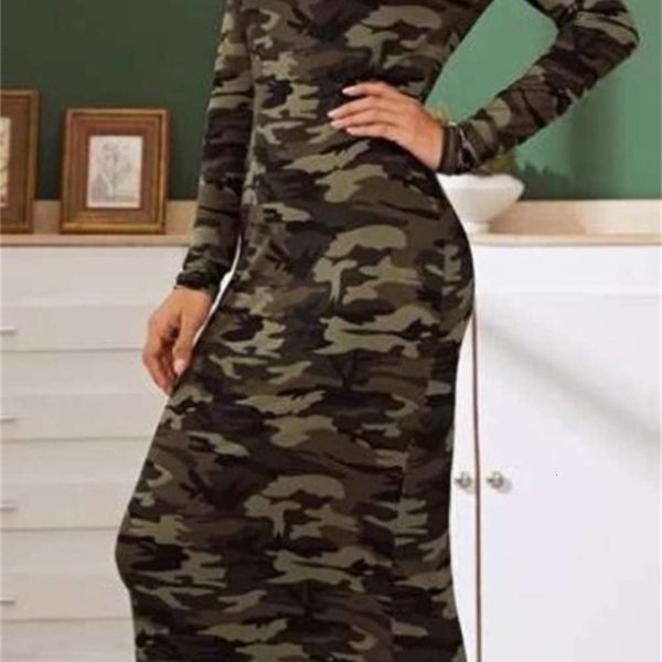 spring and summer women's round 2020 neck long sve camouflage off shoulder pencil drs, Black;gray
spring and summer women's round 2020 neck long sve camouflage off shoulder pencil drs, Black;gray