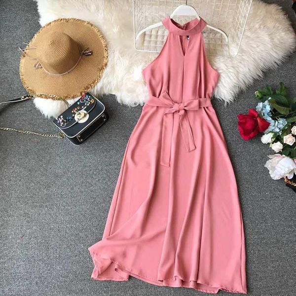 fmfssom women hanging neck dress 2020 new summer ladys o neck sleeveless with belt medium long slim dresses1, Black;gray
fmfssom women hanging neck dress 2020 new summer ladys o neck sleeveless with belt medium long slim dresses1, Black;gray
