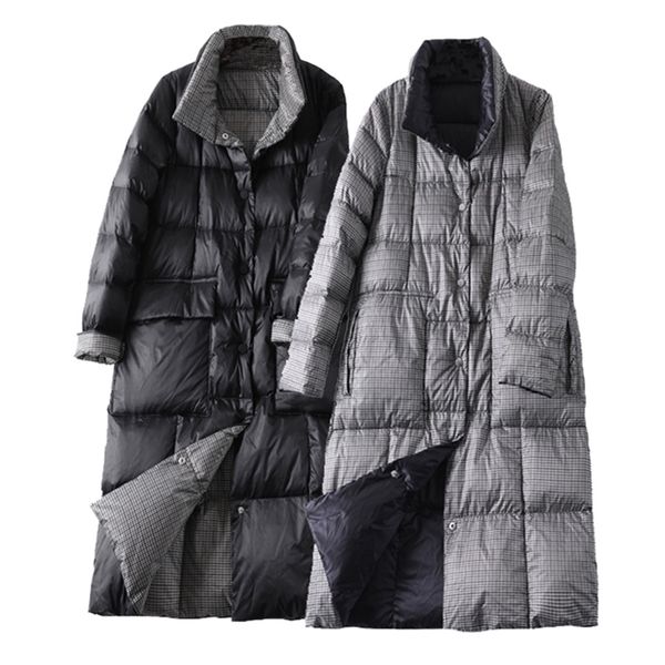 women double sided long jacket winter turtleneck plaid white duck down coat female warm parkas snow outerwear woman y201026, Black
women double sided long jacket winter turtleneck plaid white duck down coat female warm parkas snow outerwear woman y201026, Black