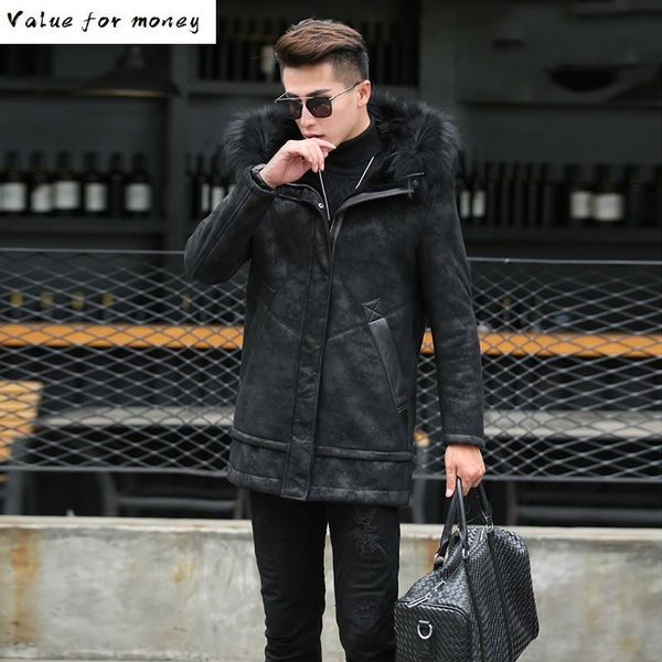 genuine winter leather jacket men sheepskin coat hooded wool liner raccoon fur collar chaqueta cuero hombre1807 kj1400, Black
genuine winter leather jacket men sheepskin coat hooded wool liner raccoon fur collar chaqueta cuero hombre1807 kj1400, Black