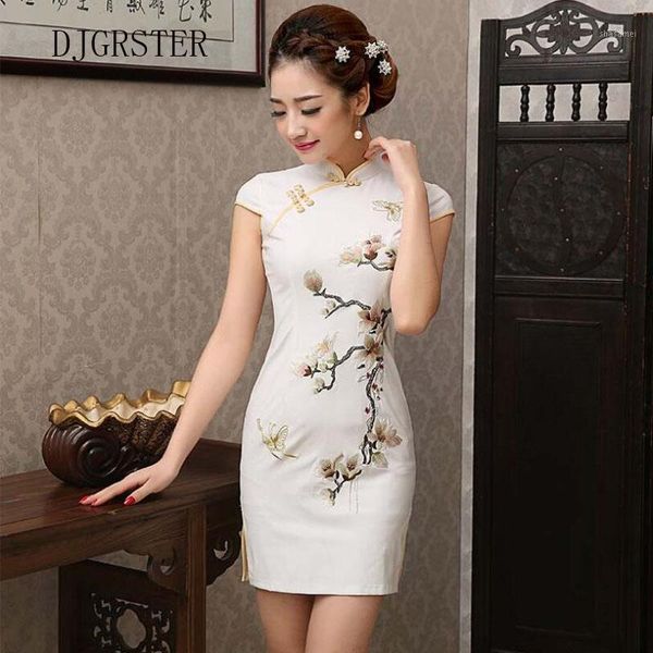 djgrster chinese style embroidery cheongsam dress women qipao short chinese traditional dress short sleeve cheongsams1, Red
djgrster chinese style embroidery cheongsam dress women qipao short chinese traditional dress short sleeve cheongsams1, Red