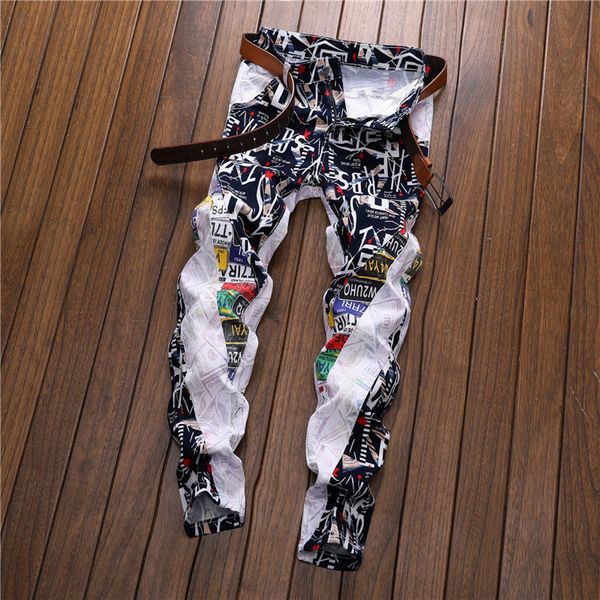 men jeans with colorful print patchwork night club denim pant trousers female punk pants skinny hip hop jean, Blue
men jeans with colorful print patchwork night club denim pant trousers female punk pants skinny hip hop jean, Blue
