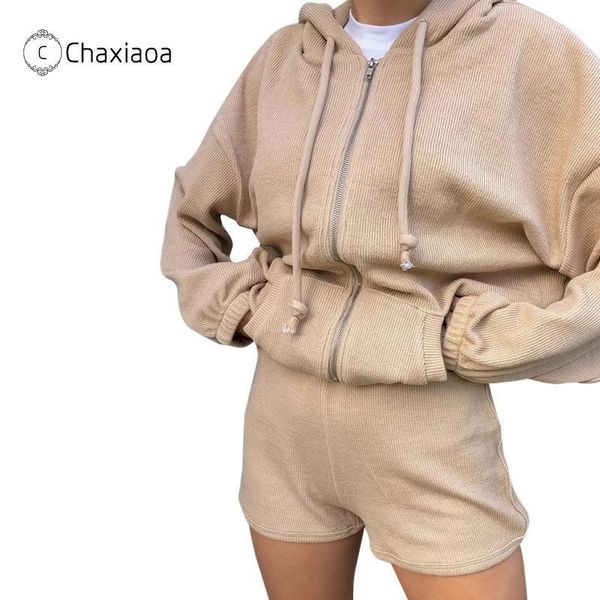 women's tracksuits chaxiaoa fashion corduroy long sleeve hooded zipper hoodie shorts set solid color 2 piece women moto biker suits x38, Gray
women's tracksuits chaxiaoa fashion corduroy long sleeve hooded zipper hoodie shorts set solid color 2 piece women moto biker suits x38, Gray