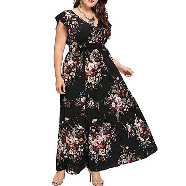 38 womens dress women fashion large size summer v neck floral print boho sleeveless dress, Black;gray
38 womens dress women fashion large size summer v neck floral print boho sleeveless dress, Black;gray