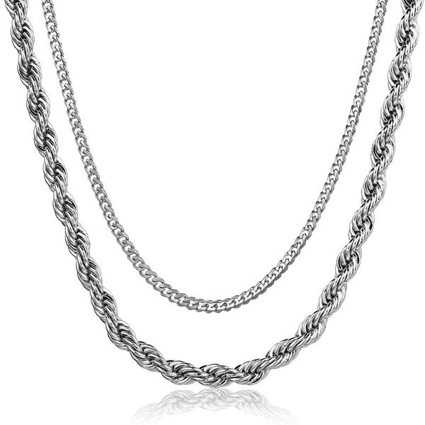 fashion mens womens double chains stainless steel curb cuban twisted rope necklace chain link party jewelry dropship dkn12637, Silver
fashion mens womens double chains stainless steel curb cuban twisted rope necklace chain link party jewelry dropship dkn12637, Silver