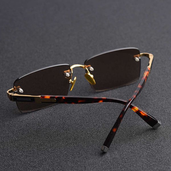 natural crystal stone glasses men's frameless trimming sunglasses, Black 
natural crystal stone glasses men's frameless trimming sunglasses, Black