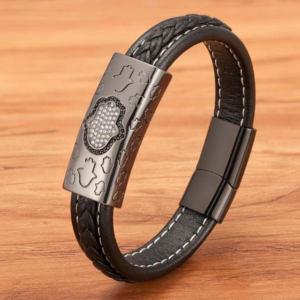 charm bracelets stainless steel leather men bracelet palm pattern with cubic zirconia combination small accessory luxury birthday gift disco, Golden;silver
charm bracelets stainless steel leather men bracelet palm pattern with cubic zirconia combination small accessory luxury birthday gift disco, Golden;silver
