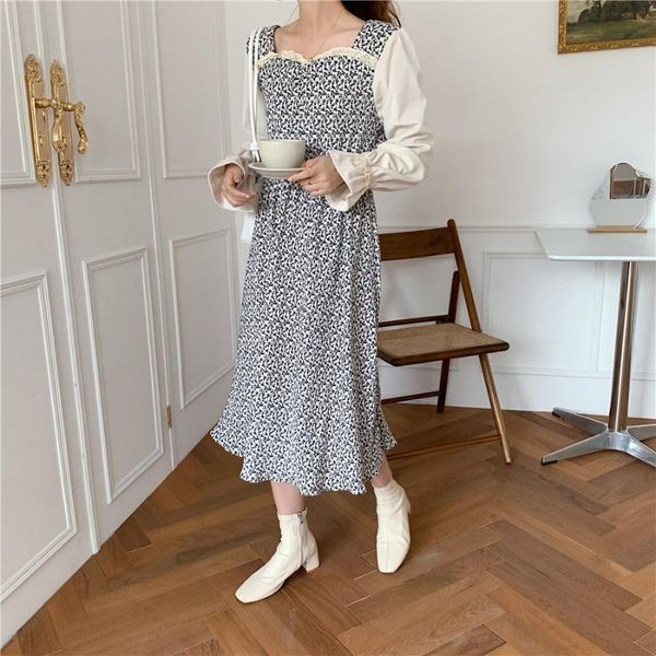 casual dresses 2021 women spring vintage elegant long patchwork floral lace dress square collar high waist midi, Black;gray
casual dresses 2021 women spring vintage elegant long patchwork floral lace dress square collar high waist midi, Black;gray