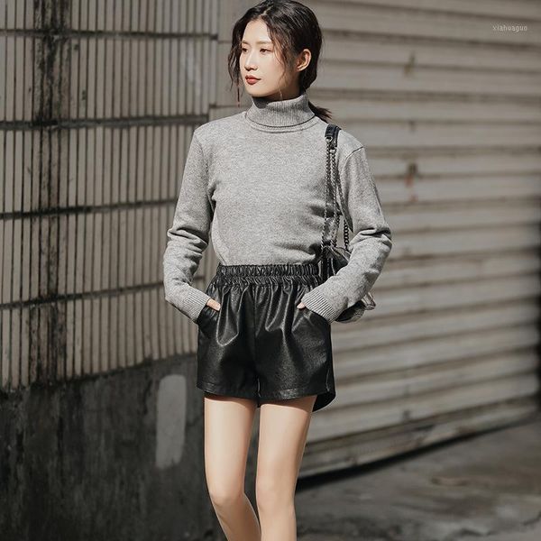 high waist wide leg split women leather shorts solid black elastic waist slim faux pu short pants with pocket korean style1, White;black
high waist wide leg split women leather shorts solid black elastic waist slim faux pu short pants with pocket korean style1, White;black