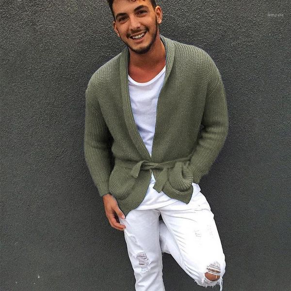 solid cardigan sweater men 2020 autumn new knitted sweater coat casual slim fit pull homme with belt male knitwear sweaters xl1, White;black
solid cardigan sweater men 2020 autumn new knitted sweater coat casual slim fit pull homme with belt male knitwear sweaters xl1, White;black