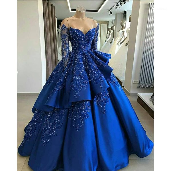 royal blue long sleeve ball gown wedding dresses beaded lace applique sweetheart neck bridal gown 2 layers vestido de novia1, White;black
royal blue long sleeve ball gown wedding dresses beaded lace applique sweetheart neck bridal gown 2 layers vestido de novia1, White;black