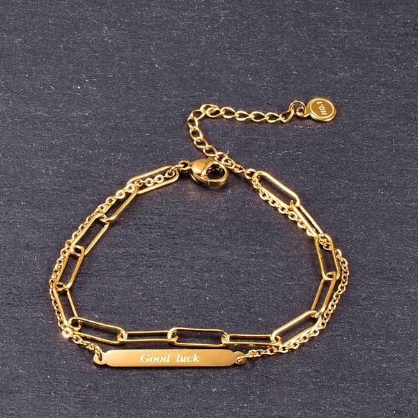 link, chain ychm good luck double layered bracelet for women vintage titanium birthday gift gold color steel jewelry fb004, Black
link, chain ychm good luck double layered bracelet for women vintage titanium birthday gift gold color steel jewelry fb004, Black