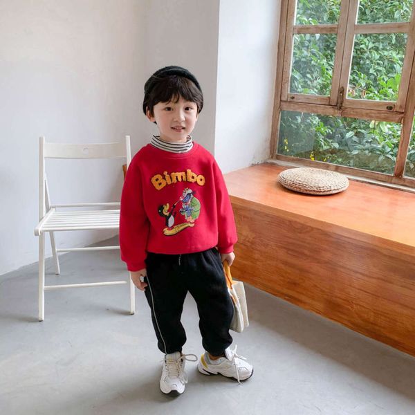 2021 children's plush winter korean new cartoon half high collar pullover letter sweater, Black 
2021 children's plush winter korean new cartoon half high collar pullover letter sweater, Black