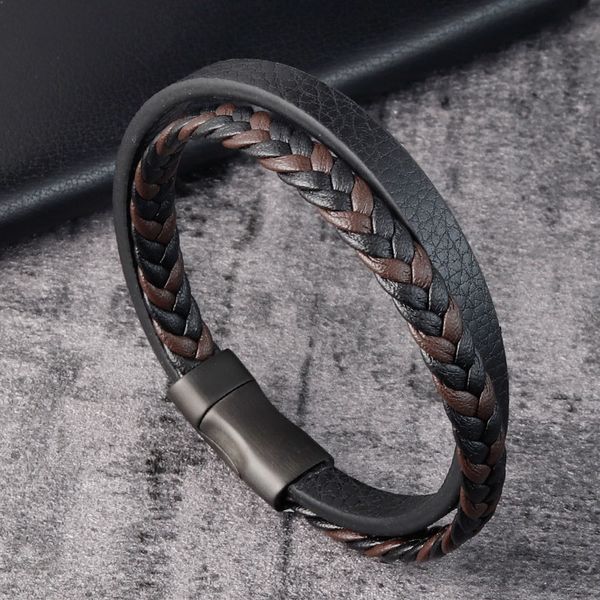 black leather bracelet for men women stainless steel double layer weave leather bracelet gift for boyfriend black, Golden;silver
black leather bracelet for men women stainless steel double layer weave leather bracelet gift for boyfriend black, Golden;silver