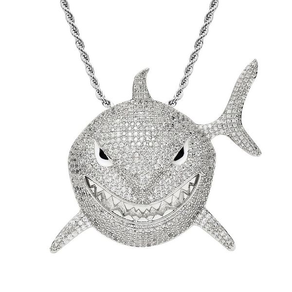 new style of the same large shark pendant with zircon exaggerated hip-hop necklace for men, Silver
new style of the same large shark pendant with zircon exaggerated hip-hop necklace for men, Silver
