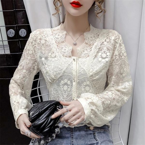women's blouses & shirts spring autumn women hollow out mesh blouse slim v-neck floral embroidery lace female puff sleeve ab1992, White
women's blouses & shirts spring autumn women hollow out mesh blouse slim v-neck floral embroidery lace female puff sleeve ab1992, White