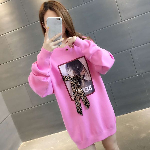 mid length women's sanitary dress 2020 new autumn and winter wear bow rose pink loose coat foreign style top, Black
mid length women's sanitary dress 2020 new autumn and winter wear bow rose pink loose coat foreign style top, Black