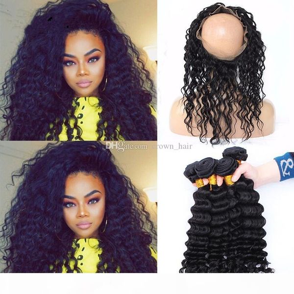 22.5*4*2 pre plucked 360 lace frontal with deep wave hair 3 bundles brazilian virgin hair extension with 360 frontal closure ing, Black
22.5*4*2 pre plucked 360 lace frontal with deep wave hair 3 bundles brazilian virgin hair extension with 360 frontal closure ing, Black