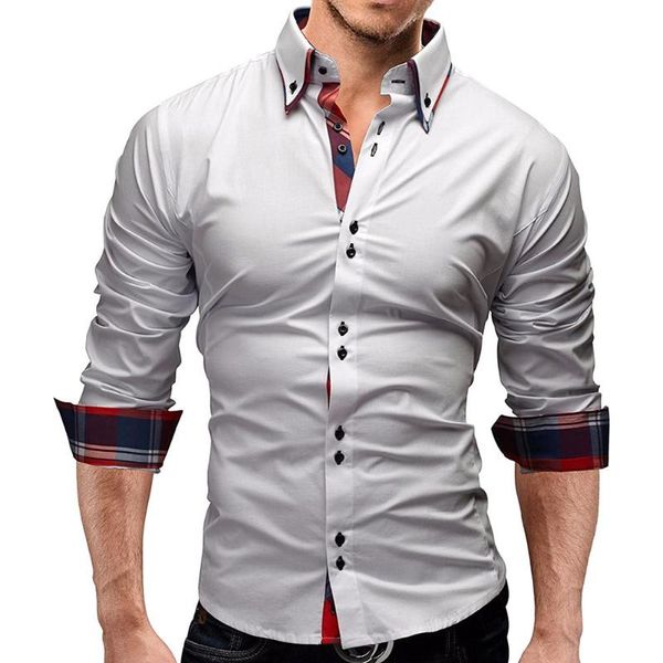 men's casual shirts 2021 men fashion long sleeve plaid shirt solid color male brand clothing, White;black
men's casual shirts 2021 men fashion long sleeve plaid shirt solid color male brand clothing, White;black