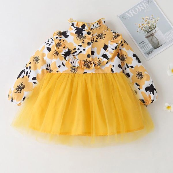 40# dresses for girls baby kids girls long sleeve mesh stitching floral print tutu dress princess dress costume for baby girl, Red;yellow
40# dresses for girls baby kids girls long sleeve mesh stitching floral print tutu dress princess dress costume for baby girl, Red;yellow
