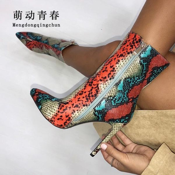 35-42 big size high heeled boots women multicolor snake print ankle boots pumps pointed toe party winter botas zapatos mujer, Black
35-42 big size high heeled boots women multicolor snake print ankle boots pumps pointed toe party winter botas zapatos mujer, Black