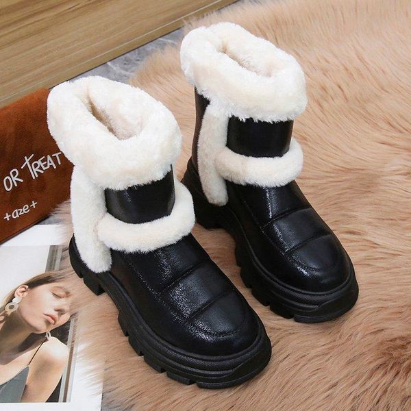 rimocy pu leather waterproof ankle boots women winter plush warm skidproof boots female black platform round toe woman shoes
rimocy pu leather waterproof ankle boots women winter plush warm skidproof boots female black platform round toe woman shoes