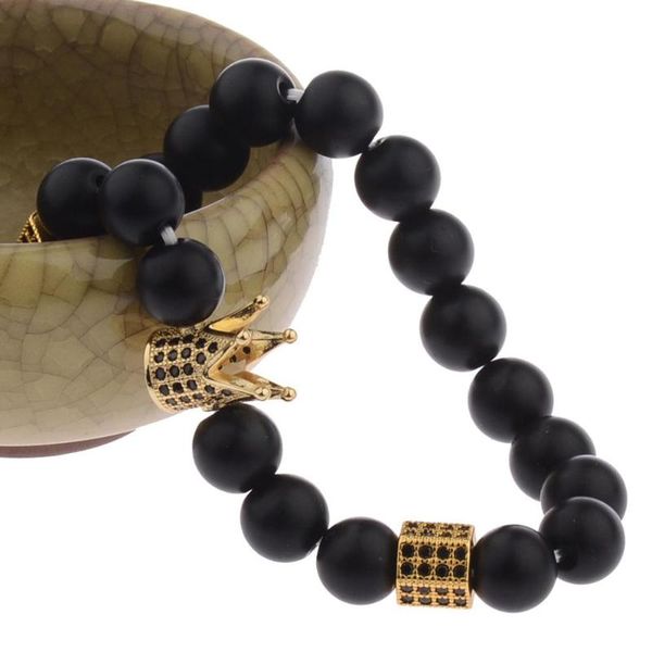 men's fashion black natural frosted stone beaded bracelet gold color silver color crown zircon beaded decorative bracelet
men's fashion black natural frosted stone beaded bracelet gold color silver color crown zircon beaded decorative bracelet