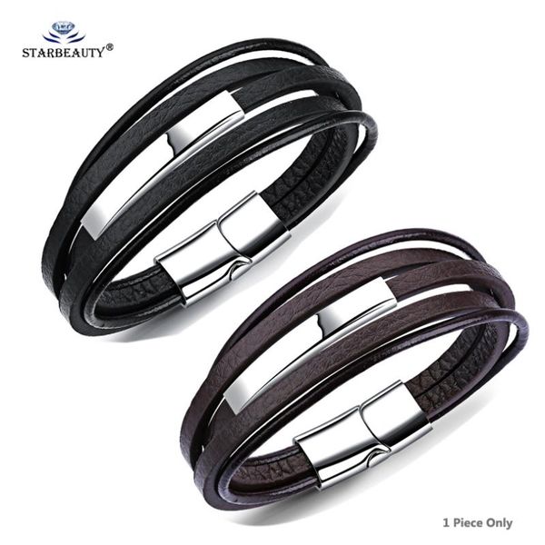 starbeauty 1 pc black/brown leather bracelet men five layer bracelets bangles male boyfriend husband jewelry gift easy buckle, Golden;silver
starbeauty 1 pc black/brown leather bracelet men five layer bracelets bangles male boyfriend husband jewelry gift easy buckle, Golden;silver