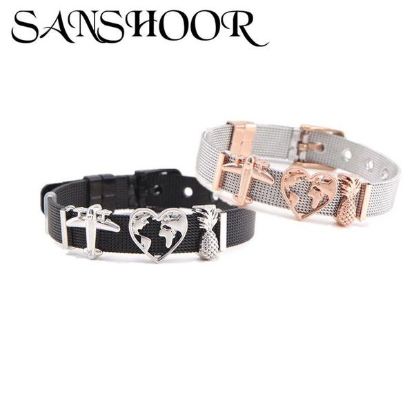 charm bracelets drop sanshoor jewelry airplane heart slide charms fit 10mm stainless steel mesh bracelet set for women as gift, Golden;silver
charm bracelets drop sanshoor jewelry airplane heart slide charms fit 10mm stainless steel mesh bracelet set for women as gift, Golden;silver