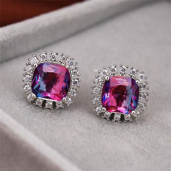 stud charming blue purple crystal square earrings for women wedding jewelry vintage fashion silver color rainbow stone, Golden;silver
stud charming blue purple crystal square earrings for women wedding jewelry vintage fashion silver color rainbow stone, Golden;silver