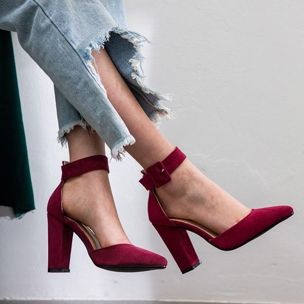 dress shoes elegant ankle strap high heels women pumps quality flock pointed toe wedding buckle party, Black
dress shoes elegant ankle strap high heels women pumps quality flock pointed toe wedding buckle party, Black