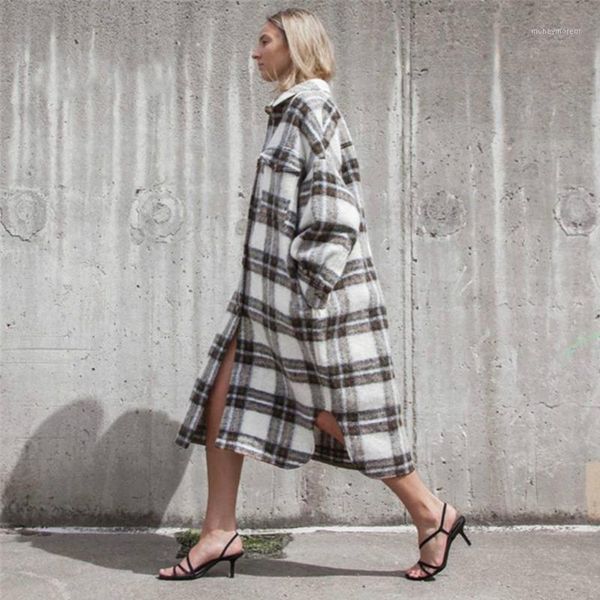 women's wool & blends vintage plaid coat women 2021 winter turn down collar single breasted loose oversized long casual z0151, Black
women's wool & blends vintage plaid coat women 2021 winter turn down collar single breasted loose oversized long casual z0151, Black