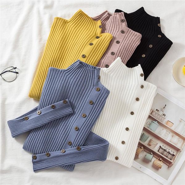 2020 autumn winter women sweaters turtleneck full sleeve knitted jumpers female botton crocheted clothes cotton pullovers, White;black
2020 autumn winter women sweaters turtleneck full sleeve knitted jumpers female botton crocheted clothes cotton pullovers, White;black