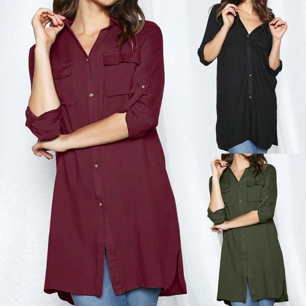 women's spring fall casual solid color button button pocket long shirt long sleeve blouse blusas mujer de moda #201, White
women's spring fall casual solid color button button pocket long shirt long sleeve blouse blusas mujer de moda #201, White