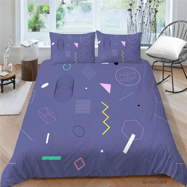 geometry bed set king size creative fashion purple duvet cover set double twin full single comfortable bedding