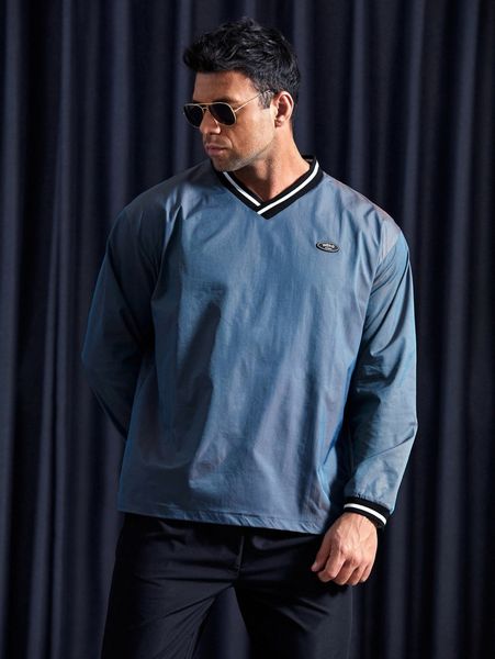 extended sizes men holographic letter patched detail striped trim shirt a8do#, White;black
extended sizes men holographic letter patched detail striped trim shirt a8do#, White;black