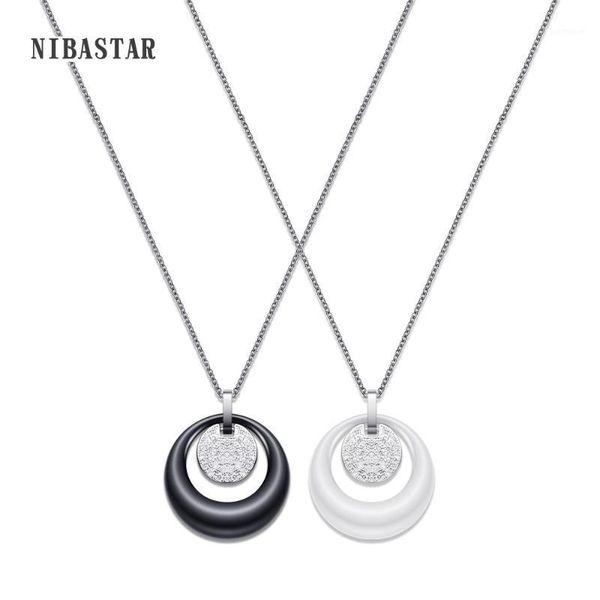 new fashion double layers circle ceramic pendant necklace with cubic zirconia black and white ceramic necklace for wedding1, Silver
new fashion double layers circle ceramic pendant necklace with cubic zirconia black and white ceramic necklace for wedding1, Silver