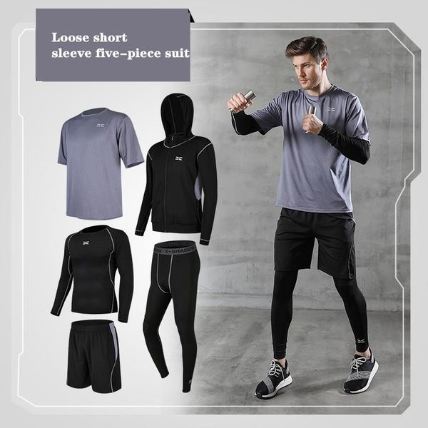 5 pieces/set of men's sportswear sportswear gym fitness compression clothing running jogging sportswear sports fitness tights, White;black
5 pieces/set of men's sportswear sportswear gym fitness compression clothing running jogging sportswear sports fitness tights, White;black