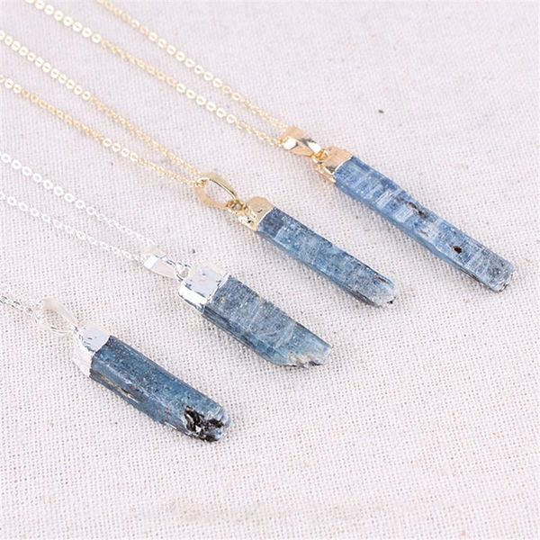 pendant necklaces electroplated blue crystal column necklace gold long simple clavicle chain female natural stone, Silver
pendant necklaces electroplated blue crystal column necklace gold long simple clavicle chain female natural stone, Silver