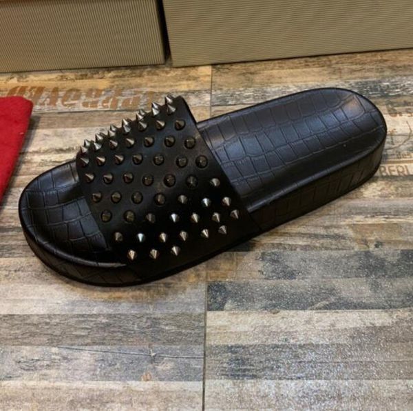 men women slippers red bottoms luxury designer spikes ladies beach slipper tide male home slippers non-slip leather mens casual shoes, Black
men women slippers red bottoms luxury designer spikes ladies beach slipper tide male home slippers non-slip leather mens casual shoes, Black