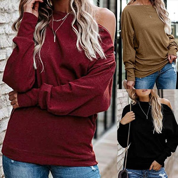 40 womens solid color long sleeved off the shoulder casual blouse elegant autumn pullover loose brief daily shirts, White
40 womens solid color long sleeved off the shoulder casual blouse elegant autumn pullover loose brief daily shirts, White